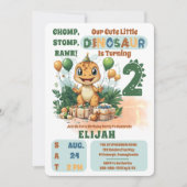 Niedlich Little Dinosaur Junge 2. Geburtstag Party Einladung (Vorderseite)