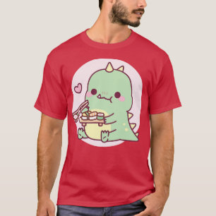 Niedlich Little Dinosaur Lieben Japanisch Sushi T-Shirt
