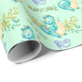 Niedlich Little Dinosaurier Personalisiert Geschenkpapier (Rolleneckpunkt)