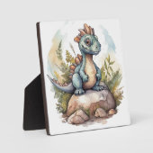 Niedlich Little Dinosaurier Wasserfarben Kunst Fotoplatte (Vorderseite)