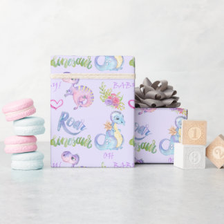 Niedlich Little Dinosaurs Kinderdusche Geschenkpapier