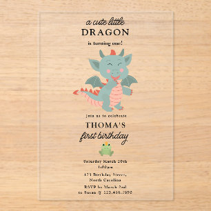 Niedlich Little Dragon Boy Kindergeburtstag Party Acryleinladungen