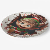Niedlich Little Elf 3D Weihnachten Pappteller (Schrägansicht)