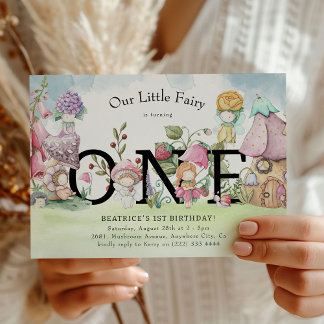Niedlich Little Floral Fairies Girls 1. Geburtstag Einladung