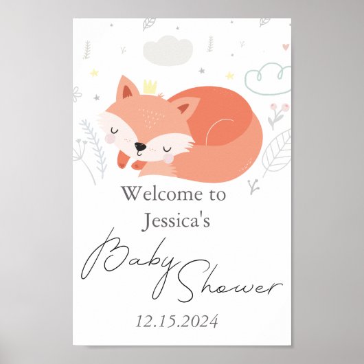 Niedlich Little Fox Babydusche Poster (Vorne)