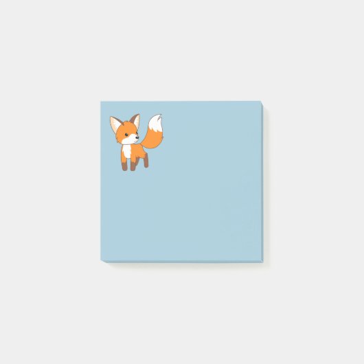 Niedlich Little Fox Blue Post-it Klebezettel (Vorderseite)