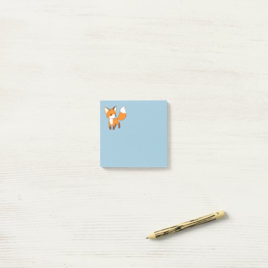 Niedlich Little Fox Blue Post-it Klebezettel (Auf Schreibtisch)