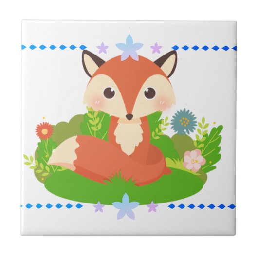 Niedlich Little Fox Fliese (Vorderseite)