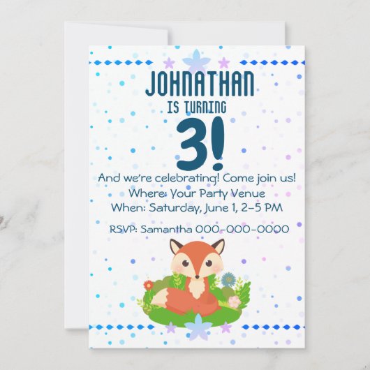 Niedlich Little Fox Geburtstag Einladung (Vorderseite)