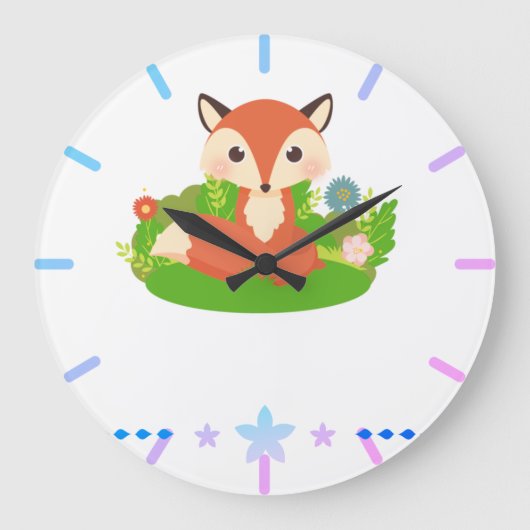 Niedlich Little Fox Große Wanduhr (Vorderseite)