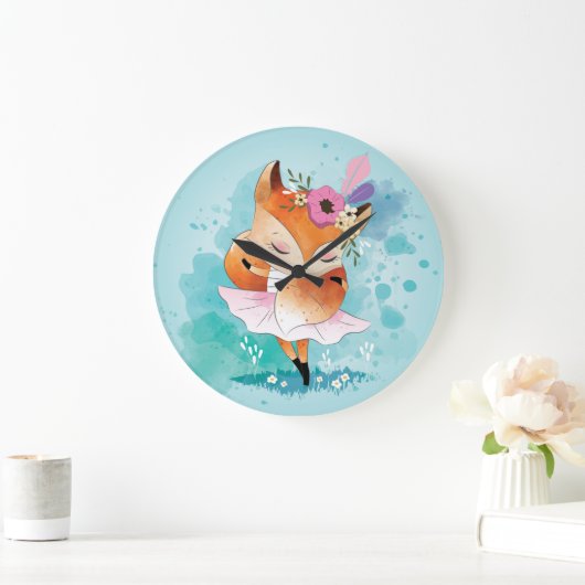 Niedlich Little Fox Große Wanduhr (Zuhause)