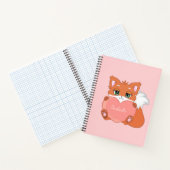 Niedlich Little Fox hält ein Herz-Notebook Notizblock (Innenseite)