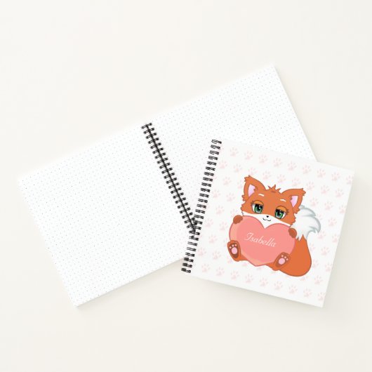 Niedlich Little Fox hält ein Herz-Notebook Notizblock (Innenseite)