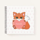 Niedlich Little Fox hält ein Herz-Notebook Notizblock (Vorderseite)