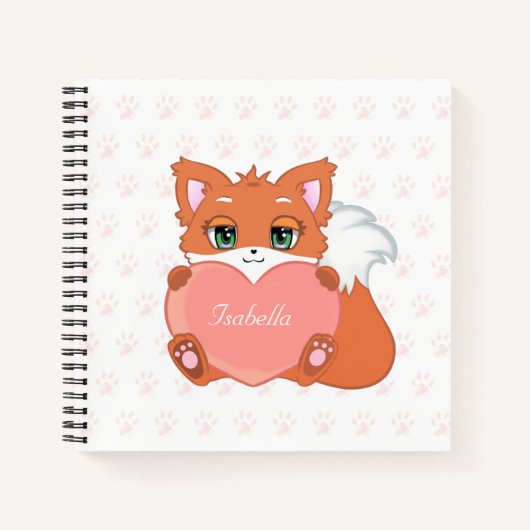 Niedlich Little Fox hält ein Herz-Notebook Notizblock (Vorderseite)