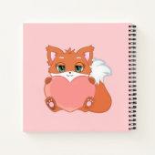 Niedlich Little Fox hält ein Herz-Notebook Notizblock (Rückseite)