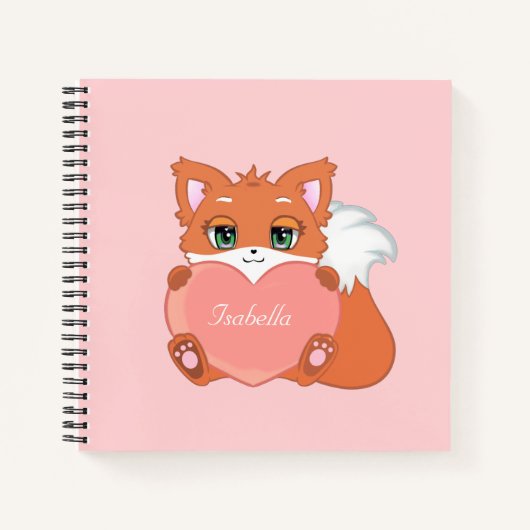 Niedlich Little Fox hält ein Herz-Notebook Notizblock (Vorderseite)