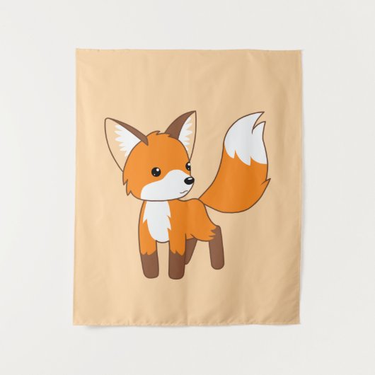 Niedlich Little Fox Peach Beige Wandteppich (Vorderseite)