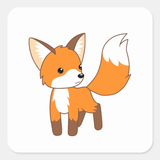 Niedlich Little Fox Quadratischer Aufkleber (Vorderseite)