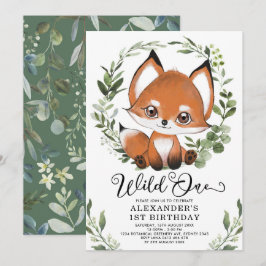 Niedlich Little Fox Wild One Woodland 1. Geburtsta Einladung