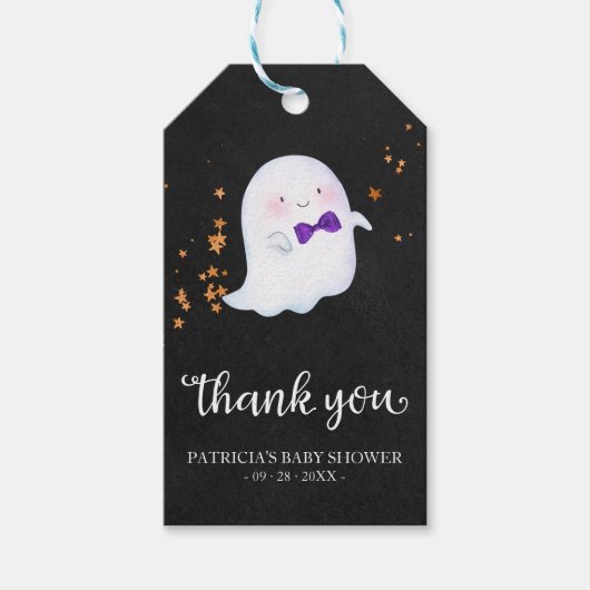 Niedlich Little Ghost Halloween Kinderdusche Danke Geschenkanhänger (Vorderseite)