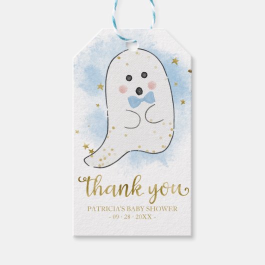 Niedlich Little Ghost Halloween Kinderdusche Danke Geschenkanhänger (Vorderseite)