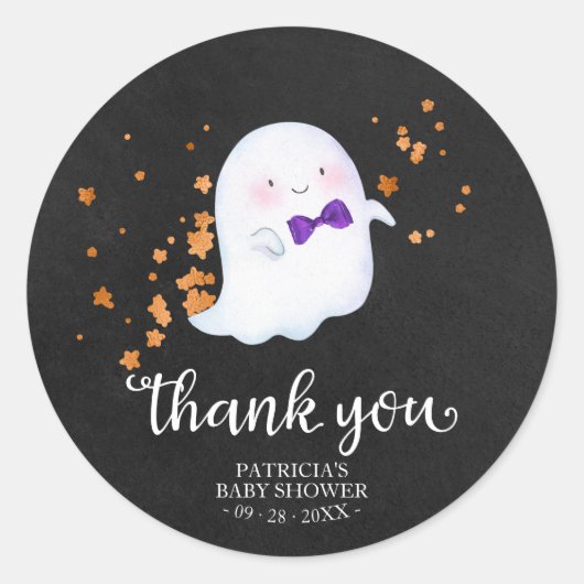 Niedlich Little Ghost Halloween Kinderdusche Danke Runder Aufkleber (Vorderseite)