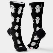 Niedlich Little Ghosts Pattern Halloween Schwarz-w Socken (Gewinkelt)