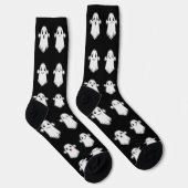 Niedlich Little Ghosts Pattern Halloween Schwarz-w Socken (Rechts)