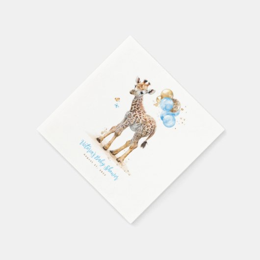 Niedlich Little Giraffe Modern Boho Blue Brown Serviette (Ecke)