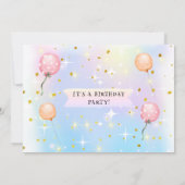 Niedlich Little Girl Ballon Birthday Party Foto Einladung (Rückseite)