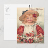 Niedlich Little Girl Daisy Pansy Postkarte (Vorne/Hinten)