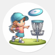 Niedlich Little Girl Disk Golf Cartoon