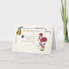 Niedlich Little Girl Dog Bell Feiertagskarte