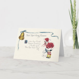 Niedlich Little Girl Dog Bell Feiertagskarte