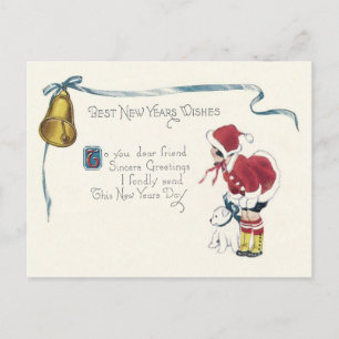 Niedlich Little Girl Dog Bell Postkarte