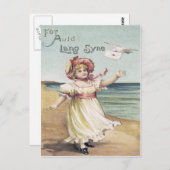 Niedlich Little Girl Dove Letter Auld Lang Syne Postkarte (Vorne/Hinten)