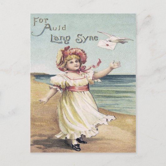 Niedlich Little Girl Dove Letter Auld Lang Syne Postkarte (Vorderseite)