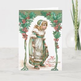 Niedlich Little Girl Holly Feiertagskarte