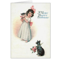 Niedlich Little Girl Kitten Puppy-Rose