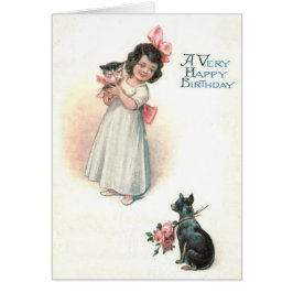 Niedlich Little Girl Kitten Puppy-Rose