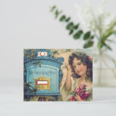 Niedlich Little Girl Mailbox Letter-Rose Postkarte (Stehend Vorderseite)