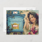 Niedlich Little Girl Mailbox Letter-Rose Postkarte (Vorne/Hinten)