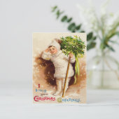 Niedlich Little Girl Mistletoe Snow Postkarte (Stehend Vorderseite)
