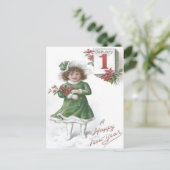 Niedlich Little Girl Poinsettias Poinsettia Postkarte (Stehend Vorderseite)