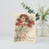 Niedlich Little Girl Red Petunia Blume Postkarte (Stehend Vorderseite)