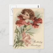 Niedlich Little Girl Red Petunia Blume Postkarte (Vorne/Hinten)