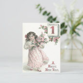 Niedlich Little Girl Rose Rose Bouquet Postkarte (Stehend Vorderseite)