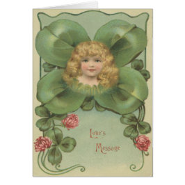 Niedlich Little Girl Vierblättriges Kleeblatt Blum