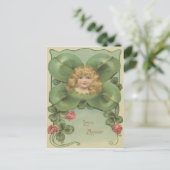 Niedlich Little Girl Vierblättriges Kleeblatt Blum Postkarte (Stehend Vorderseite)